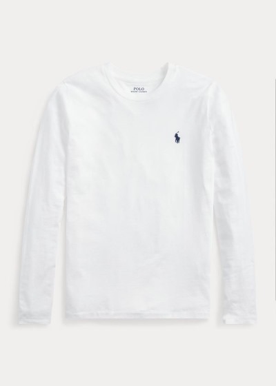 Camisa Polo Ralph Lauren Mujer Blancos - Jersey Long-Sleeve - VQJBW4920